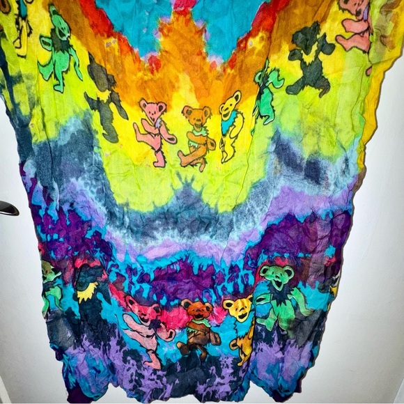 Grateful Dead Dancing Marching Bears Tie Dye Rainbow Multicolor Infinity Scarf - Picture 4 of 6